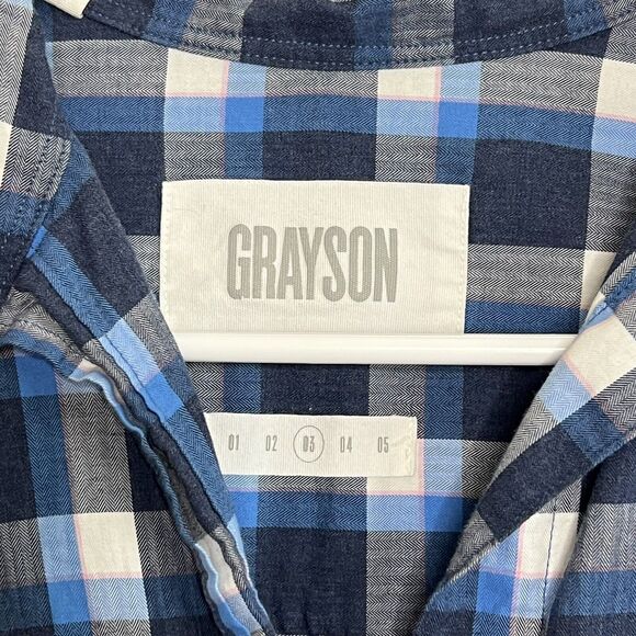 Grayson The Hero Size 3 Medium The Hero Blue Plaid Button Up 100% Cotton aa18 - Picture 6 of 6